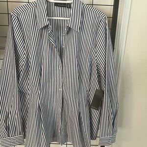 Rafaella navy and White Striped Shirt new w tags $79  sz large